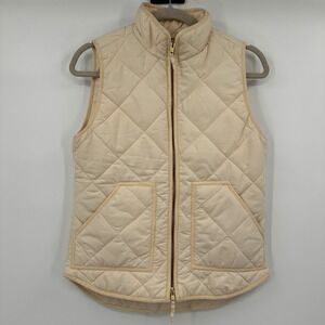 J.Crew Womens Excursion Quilted Vest Cream Off-White Full Zip XS 08T-42401